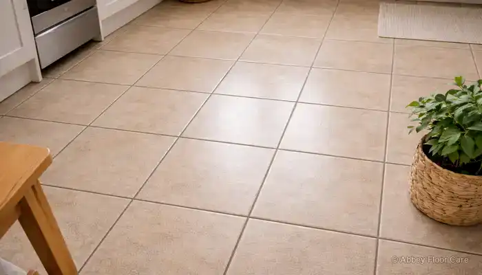 Even ceramic floor with consistent grout colour